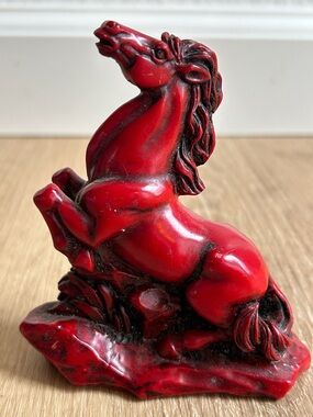 Feng Shui Red Rearing Horse Sculpture - Chinese New Year of the Horse